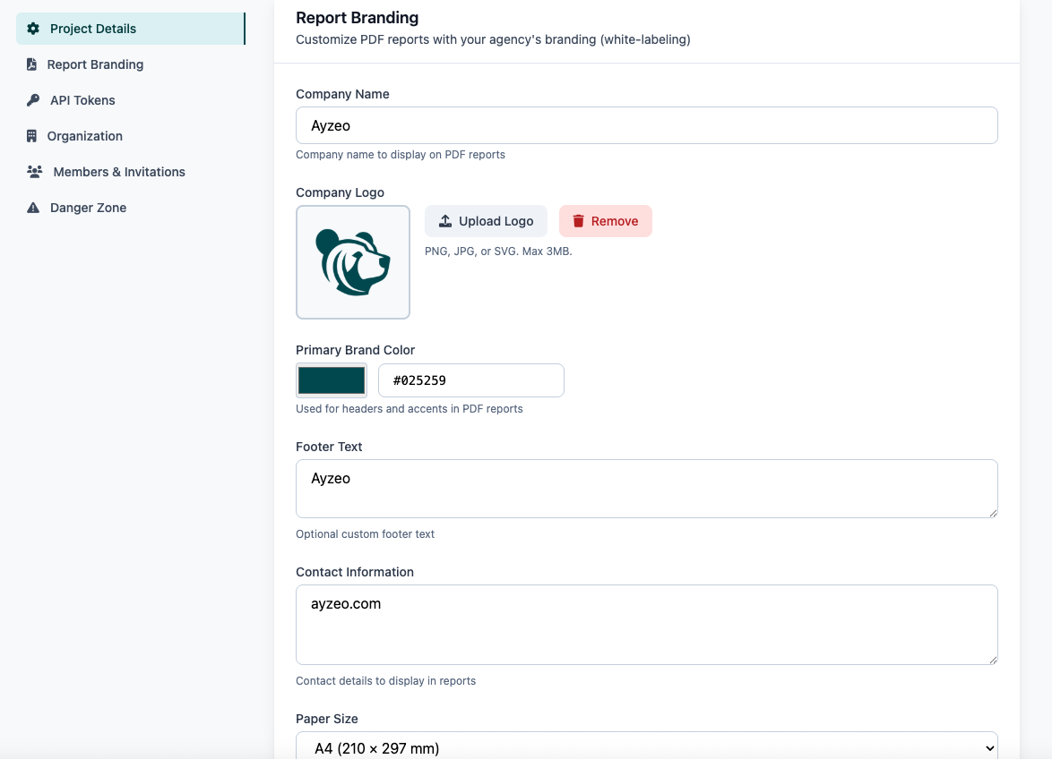 Report Customization Options